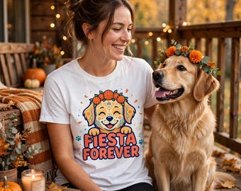 Fiesta Forever Shirt, Day of the Dead Dog Tee, Dia de los Muertos Dog T-Shirt, Sugar Skull Pup Gift