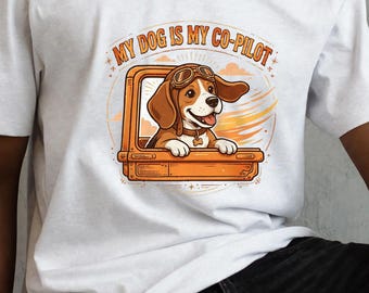 My Dog Is My Co-Pilot Shirt, Funny Beagle T-Shirt, Dog Dad Gift, Dog Lover Tee for Men and Women