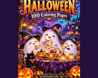 100 pagine da colorare di Halloween: fantasmi, zucche, scene spettrali (PDF)