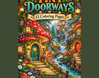 Pagine da colorare di un accogliente cottage in PDF: 12 disegni fantasiosi, formato A4 + US Letter