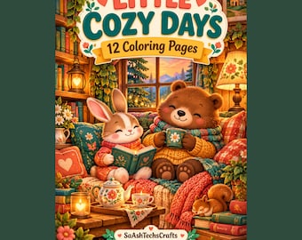 Libro da colorare di animali accoglienti in PDF: 12 piccoli disegni per giornate accoglienti (download digitale)
