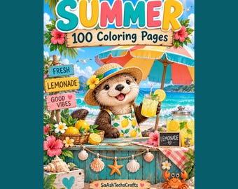 Disegni da colorare estivi in ​​PDF: 100 disegni di animali soleggiati, formato A4 + US Letter