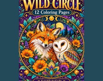 Disegni di mandala di animali da colorare in PDF: 12 disegni, formato A4 + US Letter