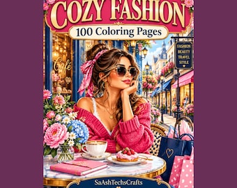 Disegni da colorare di moda in PDF: 100 modelli di outfit comodi, formato A4 + US Letter