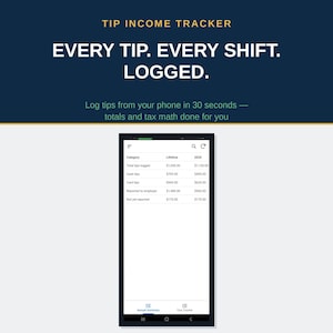 Tip Income Tracker App | Log Cash & Card Tips, Tax Deductions (Digital Download)