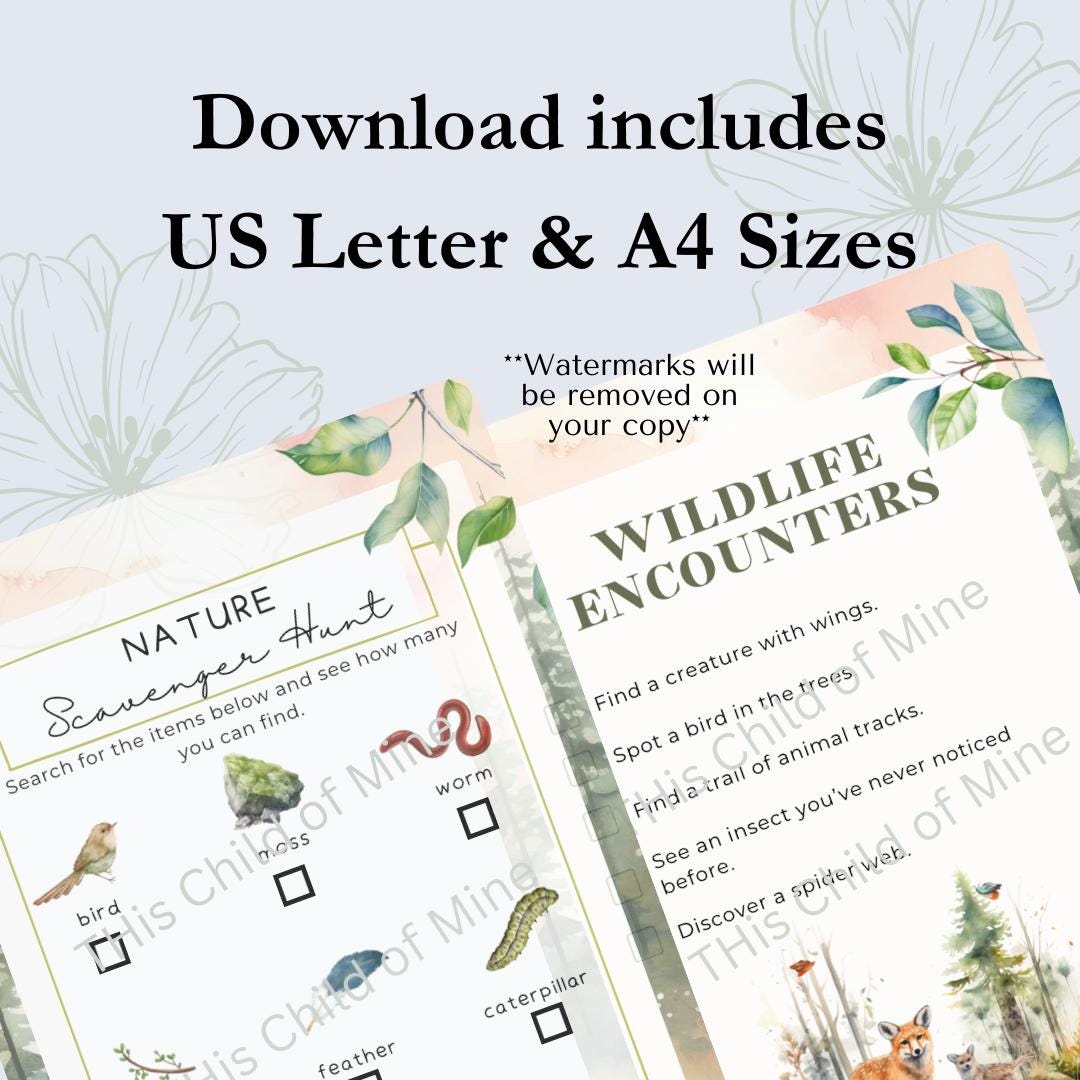 Nature Scavenger Hunt Activity Book: Montessori Learning (digital ...
