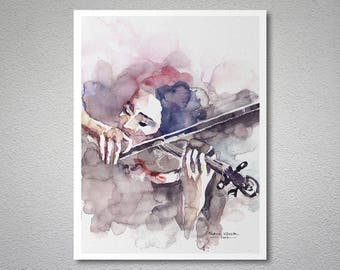 Original illustration art postcard printing on paper wall art Play for success Illustrated STORK poster poster print Violin Music