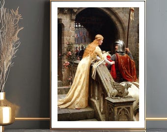 God Speed Art Print by Edmund Blair Leighton: Romantic Knight and Lady