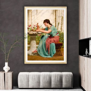 A Dilettante by John William Godward Fine Art Print - Figurative Art / Gift Idea / Neo Classical Wall Decor