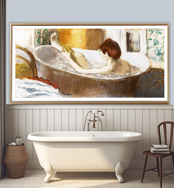 エドガー・ドガ、浴槽、希少画集画、新品額装付 Amazon.co.jp: エドガー・ドガの絵画。印象派の有名な絵画: 浅い