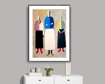 Three Girls  by Kazimir Malevich Fine Art Print -  Poster Paper or Canvas Print / Gift Idea / Wall Decor