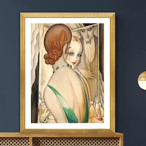 At the Mirror by Gerda Wegener Fine Art Print - Figurative Art / Art Deco Décor / Gift Idea