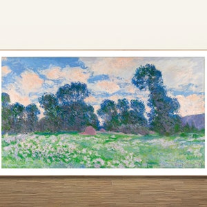 Prairie à Giverny by Claude Monet Fine Art Print - Landscape Art, France Posters, Impressionist Art, Gift Ideas