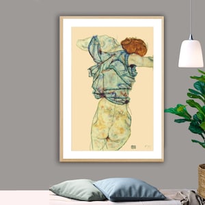 Donna che si spoglia di Egon Schiele di Fine Art Print - Carta per poster o stampa su tela / Idea regalo / Decorazione da parete