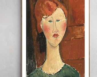 モディリアーニ プリント: Femme aux Cheveux Rouges、ポートレート ウォール アート