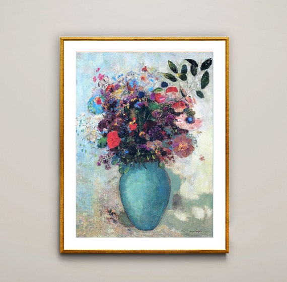 オディロン・ルドン「ターコイズの花瓶の花」ファインアート