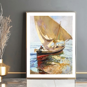 Setting out to Sea, Valencia Camino de la Pesca  by Joaquin Sorolla y Bastida - Seascape Painting / Gift Idea / Wall Decor