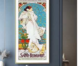 Affiche de divertissement vintage Sarah Bernhardt par Alphonse Mucha - Affiche de musique / Idée cadeau / Décoration murale