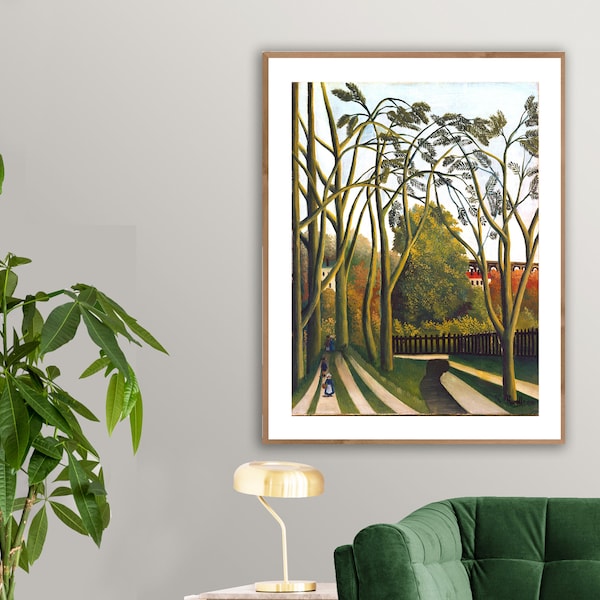 Die Ufer des Bièvre bei Bicêtre von Henri Rousseau Fine Art Print - Posterpapier oder Leinwanddruck / Geschenkidee / Wanddekor