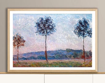 Three Poplar Trees in Giverny : Claude Monet Landscape Art