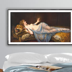 Donna con tigre di François Martin Kavel Fine Art Print - Carta per poster o stampa su tela / Idea regalo / Decorazione da parete