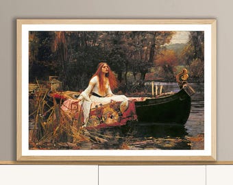 The Lady of Shalott by John William Waterhouse Fine Art Poster Figurative Painting, Fantastic Wall Décor, Fantasy Print Gift