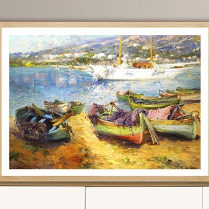 Port en Mediterranee  by Gustave Deloye Fine Art Print - Poster Paper or Canvas Print / Gift Idea / Wall Decor