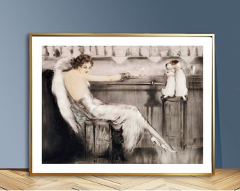 Martini by Louis Icart  Fine Art Print  - Figurative Art, Beverages Art / Gift Idea / Wall Decor