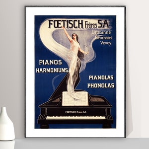 Pianos Harmoniums, Pianolas Vintage Music Poster - Poster Paper or Canvas Print / Gift Idea / Wall Decor