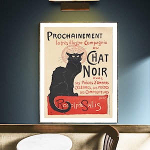 Poster vintage di Prochainement du Chat Noir di Theophile Steinlen - Poster su carta o stampa su tela / Idea regalo / Decorazione da parete