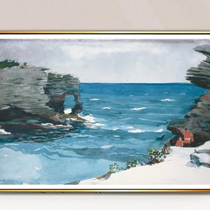 Rocky Shore, Bermuda by Winslow Homer - Seascape Art, Realist Painting, Nautical Wall Art