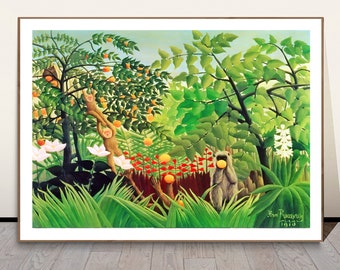 Exotic Landscape by Henri Rousseau, Fine Art Poster, Forest Print, Rustic Décor, Summer Wall Art, Exotic Painting, Tropical Wall Décor