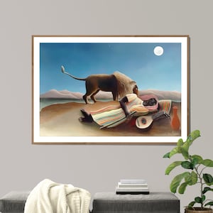 El gitano durmiente de Henri Rousseau Fine Art Print - Papel de póster o impresión de lienzo / Idea de regalo / Decoración de pared
