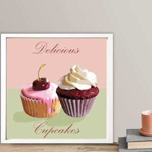 Delicious Cupcakes Poster - Poster Paper or Canvas Print / Gift Idea / Wall Decor