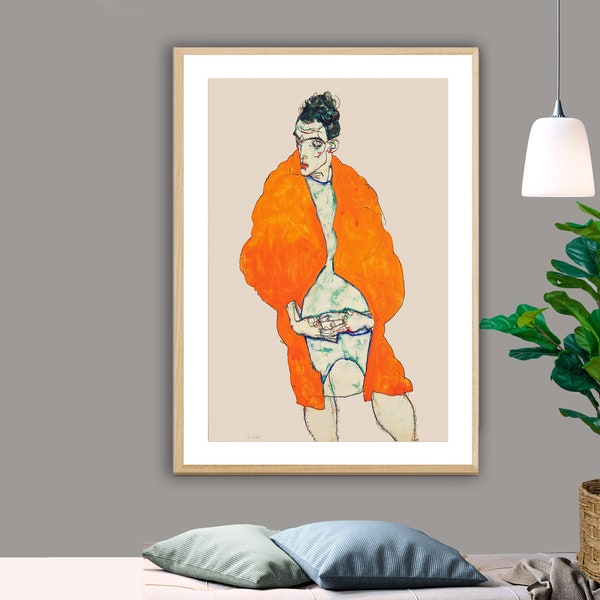 Figure masculine debout (autoportrait) par Egon Schiele par Fine Art Print - papier affiche ou impression sur toile / idée cadeau