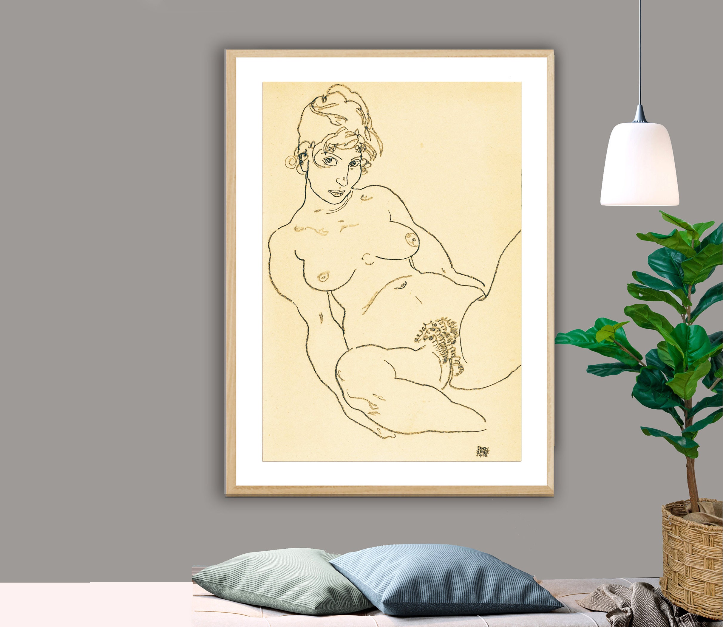 Female Nude with Legs Spread by Egon Schiele Fine Art Print - Figurative Art, Nude Woman Art Print, Wall Decor, Gift Idea