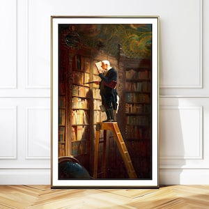 The Bookworm by Carl Spitzweg Fine Art Print - Book Lovers, Library Artwork, Reading Book