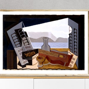 La Fenetre Ouverte de Juan Gris, Impresión de bellas artes, Pintura vintage, Arte cubista, Arte de pared abstracto, Decoración de pared moderna, Cartel colorido