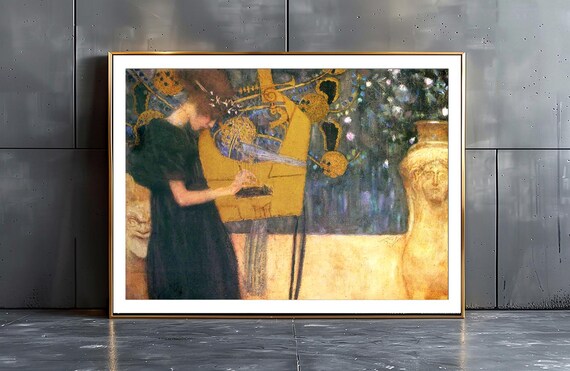 Gustav Klimt Music Art Nouveau Print: Golden Lyre Player - Etsy