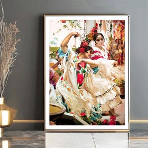 Bailarinas de flamenco Sevilla, España de Joaquín Sorolla y Bastida Impresión de bellas artes - Pintura figurativa / Idea de regalo de bailarinas / Arte mural de bailarinas