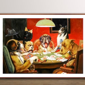 Only A Pair of Deuces par Cassius Marcellus Coolidge Fine Art Print - Poster humoristique, gravures de chiens / Idée cadeau / Décoration murale