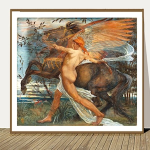 Stampa artistica Pegasus di Walter Crane - Arte mitologica / Idea regalo / Decorazione murale mitologica