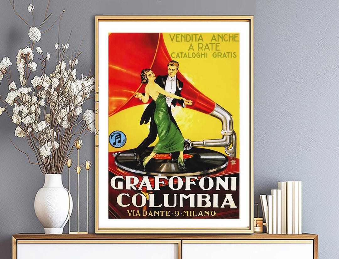 Columbia Grafofoni Vintage Music Poster: Italian Cafe Wall Art - Etsy Columbia Grafofoni Vintage Music Poster: Italian Cafe Wall Art - Etsy