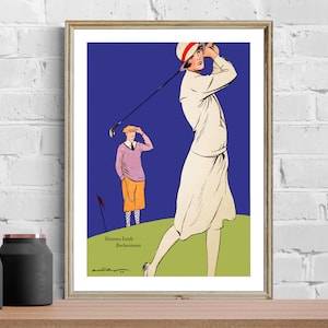 Vintage Golf Sport Poster: Art Deco Print, Golf Clubs Decor