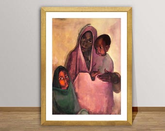 Fine Art-print Amrita Sher-Gil 'Mother': figuratief muurdecor