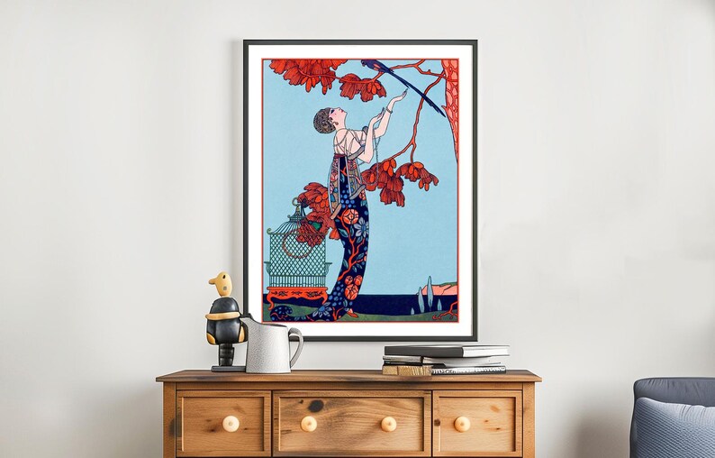 George Barbier Art Nouveau Print: L'Oiseau Volage affiche vintage image 3