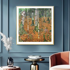 Birkenwald, Birkenwald by Gustav Klimt, Fine Art Poster, Symbolistische Malerei, Jugendstil Dekor, Bäume Kunst, Botanische Wandkunst