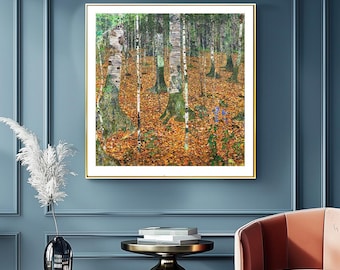 Gustav Klimt Birch Forest Print: Art Nouveau Symbolist Painting