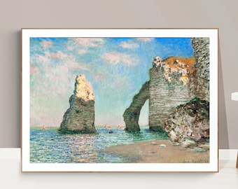 Les falaises d'Etratat par Claude Monet Fine Art Print, Affiche impressionniste, Paysage Wall Art, Paysage Décor