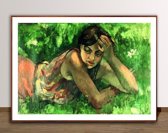 Lámina artística "Gitana húngara" de Amrita Sher-Gil - Arte figurativo / Idea de regalo / Arte mural